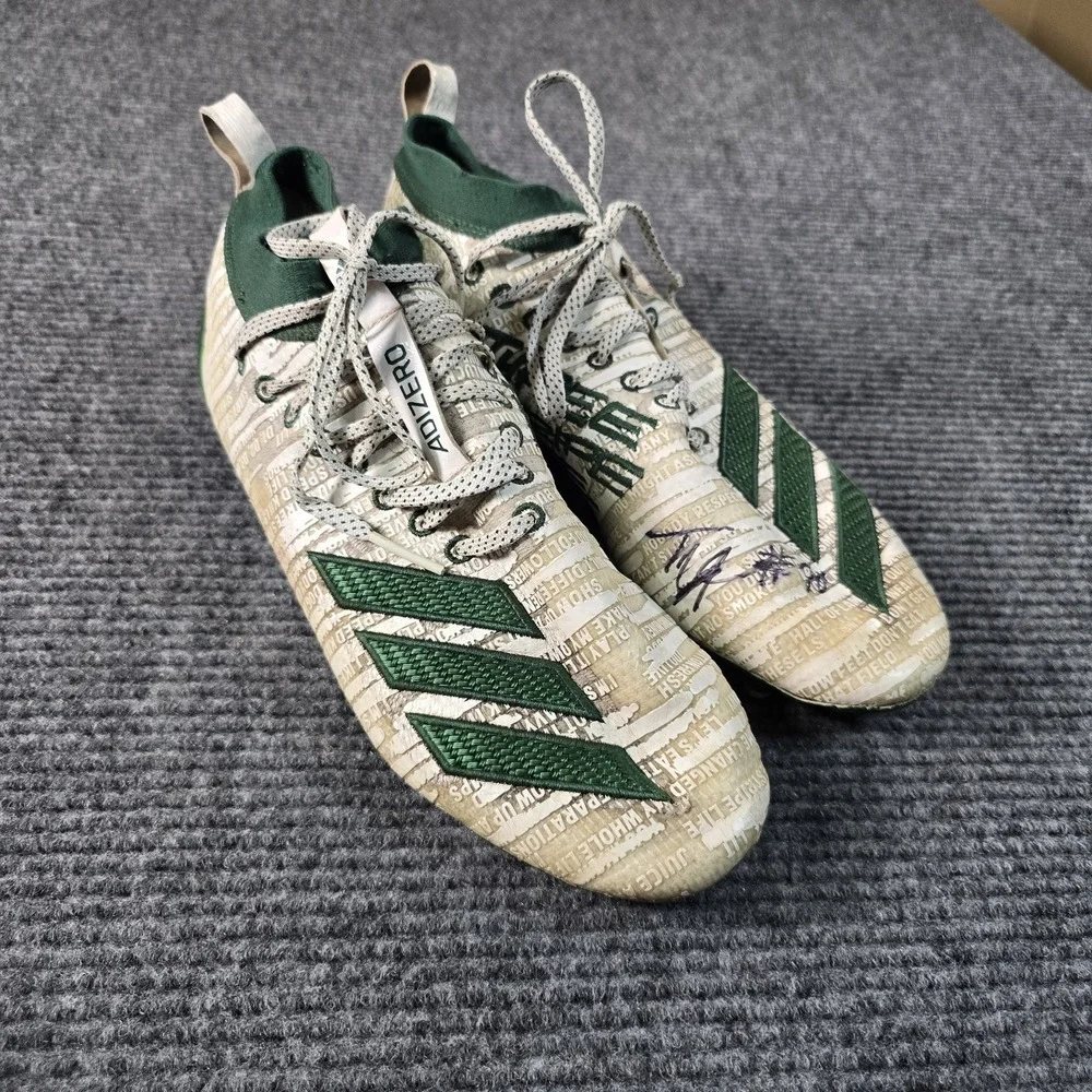 adidas ADIZERO 8.0 Three Stripe Life Cleats Men's 11.5 White/Green